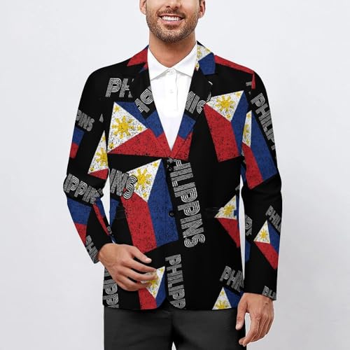 Philippines Vintage Flag Casual Men's Blazers Two Button Lapel Suits Jacket Lightweight Sport Coats2
