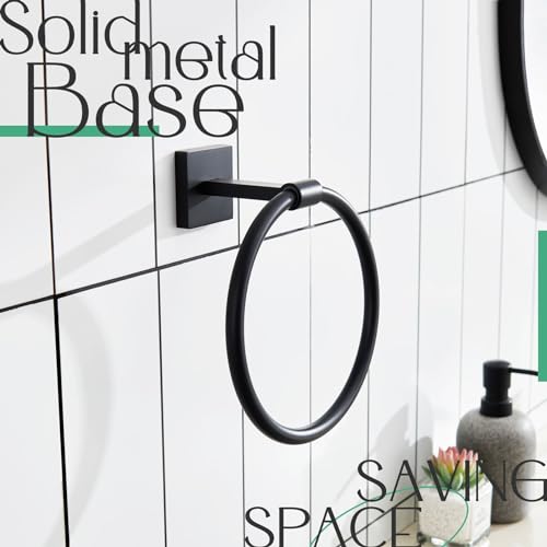 Image of KOKOSIRI Towel Ring Matte Black Bath Towel Hanger Bathroom Hardware Hand Towels Holder Rack Wall Mounted Stainless Steel, B3010BK