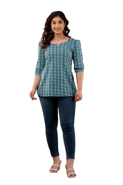 Image of Flora Printed I Cotton Top I Tops I Topper I Blouse I T-Shirt I Short Kurti ITop for Women