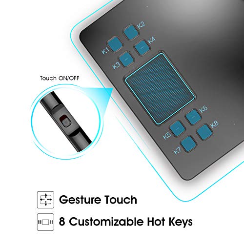 Image of VEIKK A50 10x6 inch Digital Graphics Drawing Tablet Support Windows, Mac, Android, Tilt Pressure with 8192 Levels Battery-Free Pen and Smart Gesture Touch & 8 Hotkeys | 8 Shortcut Keys and a Touch Pad, 8192 Levels Battery-Free Pen with Tilt Function, Support Windows, Mac, Android, Linux