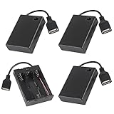 JUZITAO 4Pcs 3 AA Battery Holder, 3 AA Battery Case Box Holder 4.5-5V with Cover and On/Off Switch,USB Cable