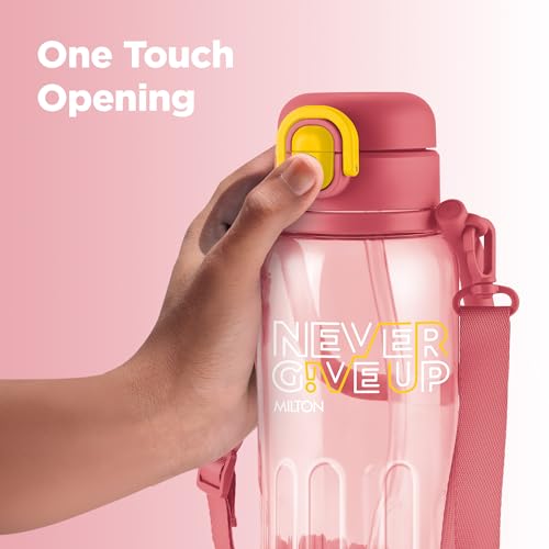 Image of MILTON Regan 850 2-in-1 Lid Sip or Gulp Water Bottle | Sturdy Handle And Strap I BPA Free| Food-Grade | One-Touch Open | Leak-Proof | Ideal for Office, School, College, Gym | 836ml, Pink