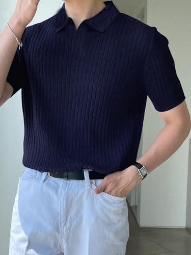 Image of DHRUVI Trendz Men's Cotton Blend Regular Fit Plain Casual Stylish Half Sleeve Polo T-Shirt