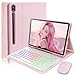Backlit Keyboard Mouse Case for Samsung Galaxy Tab S10 Lite/S10 FE (2025)/S9 FE/Tab S9 (2023)/Tab S8 (2022)/Tab S7 (2020) 10,9-11-inch,with Wireless Bluetooth British Layout Keyboard and Mouse Pink