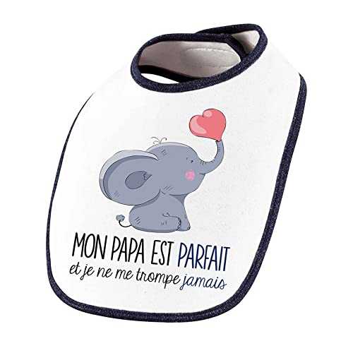 Planetee Bavoir bébé Papa Parfait Elephant | Accessoires bébé mignon et original thème famille pour cadeau naissance