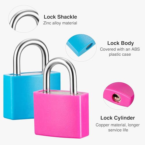 Image of Puroma Mini Suitcase Padlock with Keys, 4 Pack 22mm Locker Locks Luggage Key Lock for School Gym Locker, Laptop Bags, Backpacks, Diary Book (4 Colors)