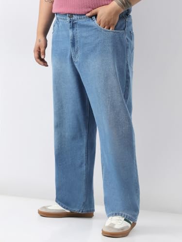 Image of Urbano Plus Men's Loose Baggy Fit Washed Jeans Non-Stretchable