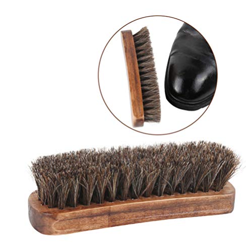 HEALLILY Kit de 3 peças de escova de sapatos com cerdas de cavalo, escova de camurça, escova de nobu