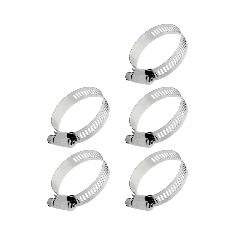 Adjustable Stainless Steel Jubilee Clips with Handle – Worm Drive Hose Clamps, Hose Clips, Pipe Clips for Fuel, Gas, Petrol, and Water Pipes – Heavy Duty Pipe Clamps (5, 105-127mm)