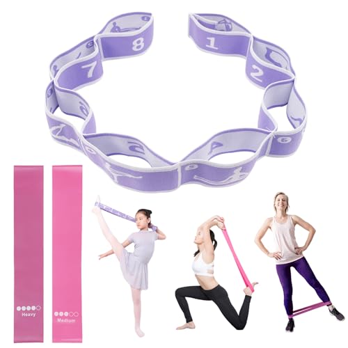 Hochelastischer Yoga Stretching Strap, Yoga Stretch 8 Schleifen Gurt, Erweitern Dehnung Gymnastikband, Elastisch Resistance Bands, Fitness Stretch-Hilfsgurt für Körperformung Schöner Rücken
