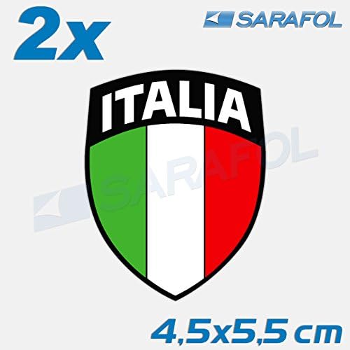 2x Italian Sticker Emblem (Nr.107) Adesivo Italia 4,5x5,5 cm