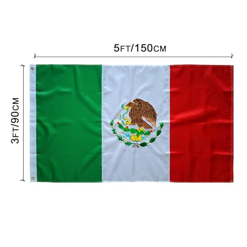 Drapeau mexicain indéchirable contre le vent en polyester double couture - 3