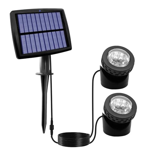 AVEKI Solar Pond Light, Waterproof 12 LED Landscape Spotlight Underwater Lamp, 90° Angle Adjustable & Auto ON/Off, Solar Security Light for Garden Lawn Pool Fish Tank (Warm-Set of 2 Lights)