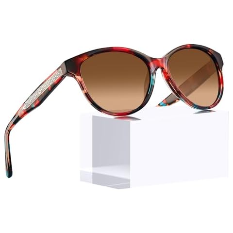 CARFIA Vintage Cat Eye Sunglasses with UV Protection Cover