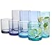 US Acrylic Classic Plastic Reusable Drinking Glasses (Set of 8) 12oz Rocks & 16oz Water Cups in Coastal Colors | BPA-Free Tumblers, Made in USA | Top-Rack Dishwasher Safe -  9310