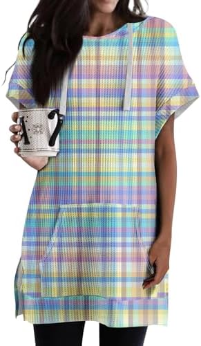 Hoodies for Women Fashion Casual Hoodies Short Sleeve Printed Tops Summer Loose Pullovers Soft Shirts with Pockets