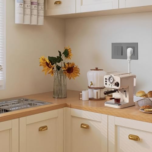 BSEED Lichtschalter Mit Steckdose 2 Fach 1 Weg - 10A Kristall Glas Platte Wandschalter Mit 16A Schuko Steckdose Grau - Physische Unterputz Wandschalter 157mm