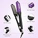 DSHOW 4 in 1 Hair Crimper and Straightener - Crimping Iron with 4 Interchangeable Plates for Root Volume Lift, 80s Retro Crimps & Wig Styling | 5 Heat Settings 140-220℃ | Auto Off | Dual Voltage