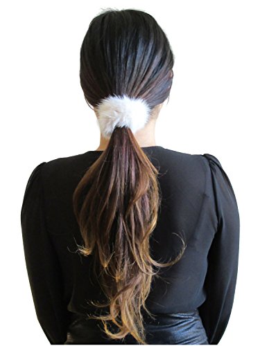 Ivory White Mink Scrunchie
