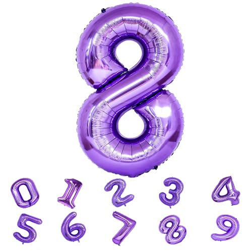 Purple Foil Number Balloons 0-9 | 32 Inch Helium Supported Birthday Decoration Balloons for Kids, Anniversary, Party, Baby Shower ? Reusable