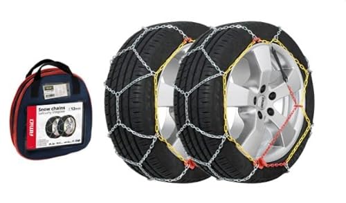 AMiO 02111, juego de 2, cadenas antideslizantes de 12 mm, diámetro de la rueda [pulgadas]: 13 - 16, con protección de llantas Cover