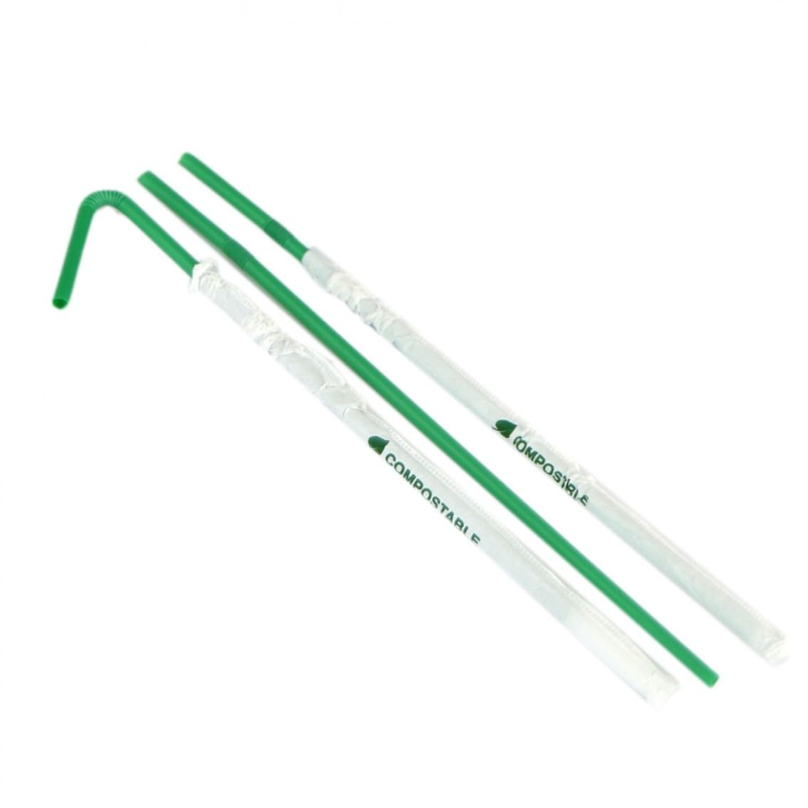 400 Cannucce Biodegradabili Imbustate Singolarmente - Lunghezza 24 cm, Diametro 5 mm - - Flessibili, Compostabili ed Ecosostenibili - Ideali per Bar, Ristoranti, Feste e Catering (400, Pieghevoli)