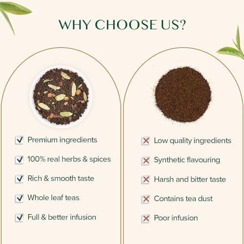 VAHDAM Masala Chai Tee Loseblatt | 340g (170+ Tassen) | Indischer Schwarzer Tee mit Gewürzen | Mit Kardamom, Zimt, Nelken, Ingwer & Schwarzem Pfeffer | Hergestellt in Indien