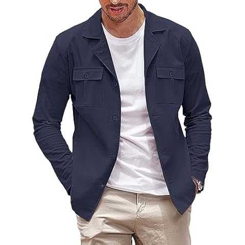 COOFANDY Men's Lightweight Casual Button Down Shacket Cover