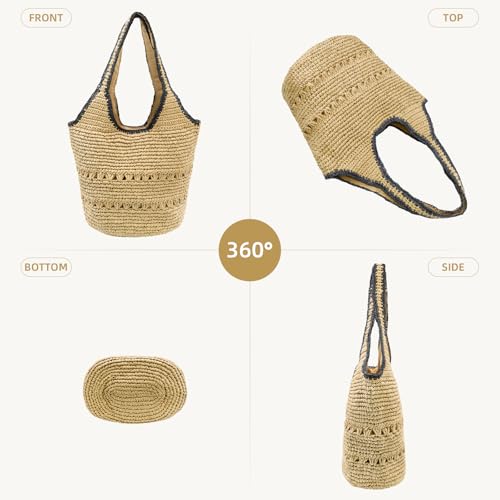 Image of Crescent Straw Shoulder Handbag for Women Summer Beach Tote Raffia Woven Purse Hobo Underarm Bag 2026