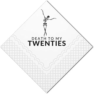 SharkBliss Death To My Twenties Cocktail Napkins, 50 Pack RIP Twenties Death to My 20s Dirty 30 Birthday Paper Cocktail Beverage Napkins in Bulk for 30th Birthday | 2-Ply, 5x5" (Death To My 20s)