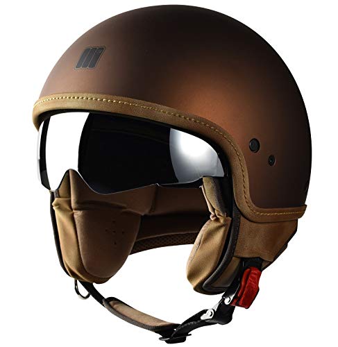 MONOCOLORE CASCO JET 22.06 BEETLE TABACCO OPACO TG M MOTOCUBO - VISIERA SPECCHIO A SCOMPARSA