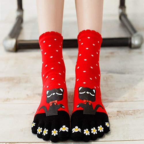 Image of acdiac Women's Cotton Toe Socks,five Finger Socks,Funny and Funky cartoon theme sport Toe Socks