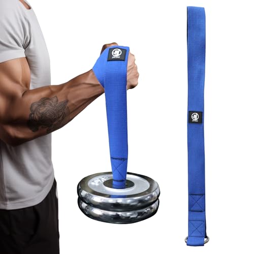 J Bryant Nylon Arm Wrestling Training Strap Belt Hand Grip- Ideal for Wrist, Forearm, and Biceps Workouts, Multifunctional Home Gym Fitness Equipment, Compatible with 1 & 2 inch Barbell Plates, Blue