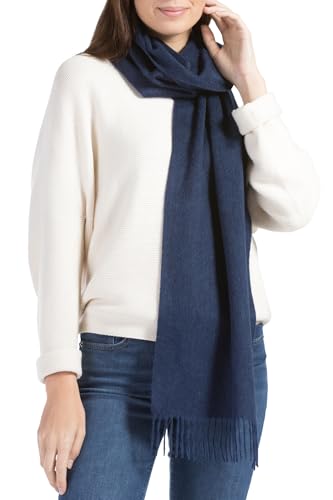 Fishers Finery Women's 100% Pure Cashmere Scarf; Pill Resistant Winter Fashion Accessory (Navy)