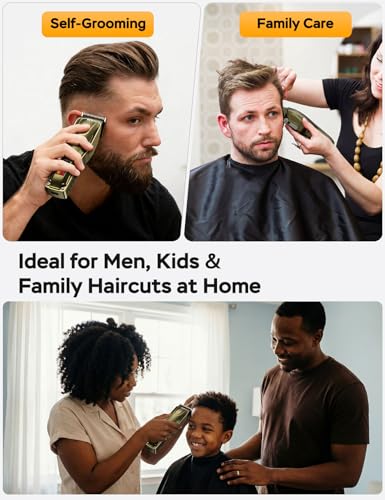 Image of Hair Clippers for Men, Cordless & Corded Barber Clipper with 5Hrs Runtime, 7000RPM Rotary Motor & LED Display, Waterproof Professional Hair Cutting Kit for Men and Home Use (Gold)