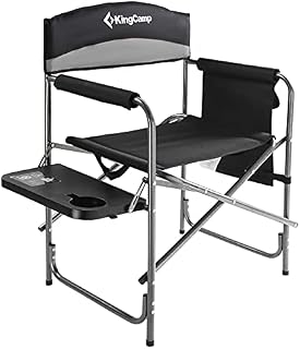 KingCamp Directors Chairs Folding Oversize Camping Chairs for Adults 20.86 in Wide Seat for Heavy People with Table Supports up to 396 LBS(Grey)