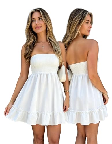 Image of EG CHRIS G Summer Dresses for Women Strapless Tube Top Mini Dresses Beach Boho Sundress 2025