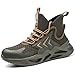 PKHNCV Sicherheits-Arbeitsschuhe für Herren, Schutzschuhe mit Stahlkappe, Schlagfeste, Pannensichere, Sichere Turnschuhe, Outdoor-Trekking-Wander-Rucksackstiefel,Grün 40EU