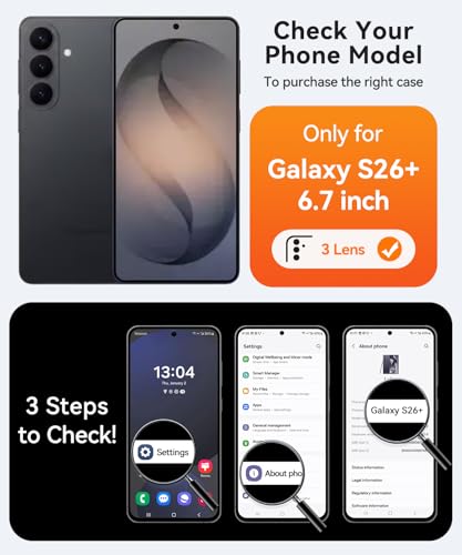 Image of CANSHN Designed for Samsung Galaxy S26 Plus Case (6.7 inch) with Durable Metal Stand, Upgraded [Full Camera Protection] Translucent Matte Back, Hard Case Cover, Black