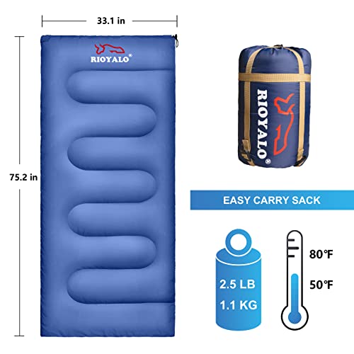 Rioyalo Backpacking Sleeping Bag For Adults Youth - Compact Lightweight Waterproof - 3 Season Cool/Warm Weather - Summer Spring Fall - Ultralight Portable Camping Gear For Hiking Travel Outdoor #TOP1