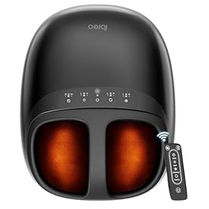 Shiatsu Foot Massager Machine with 3-Level Heat, Deep Kneading, Air Compression, Remote Control for Plantar Fasciitis, Neuropathy, Pain Relief, Quiet Comfort for Home Office Men Women Size up to 13