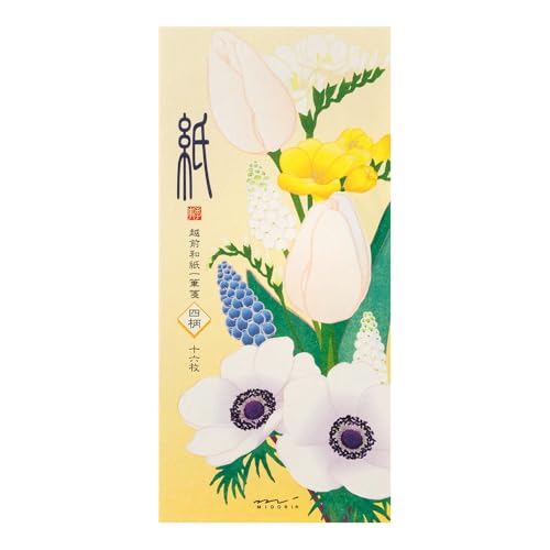 ミドリ 一筆箋 春レター 4柄入 春の花柄 白 89581006