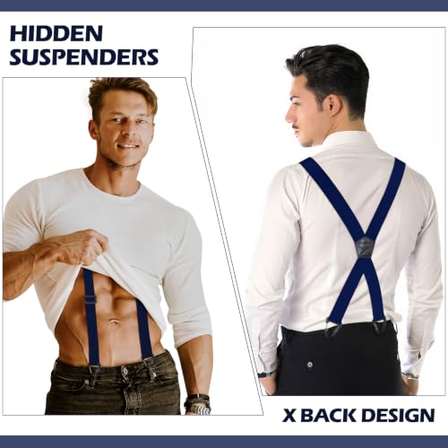 Image of Sintege 4 Pcs X Back Hidden Suspenders 1.5 Inch Heavy Duty Hiking Suspenders for Men Adjustable Under Clothing Invisible Belt