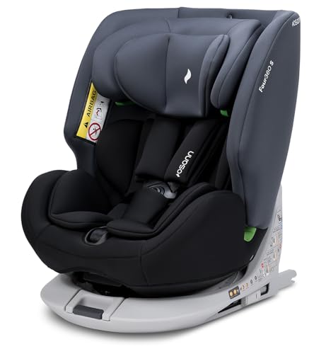 OSANN - Silla de coche para bebés/niños FOUR360 S Isofix I-Size - 40-150 cm - Negro - 14 posiciones - Arnés de 5 puntos, orientado hacia adelante/hacia atrás