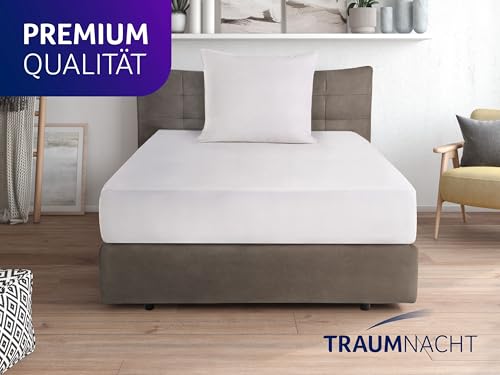 Traumnacht Komfort Daunenkissen mit hochwertiger Halbdaunenfüllung und daunendichtem Bezug aus 100% Baumwolle, Öko-Tex zertifiziert 80 x 80 cm, produziert nach deutschem Qualitätsstandard
