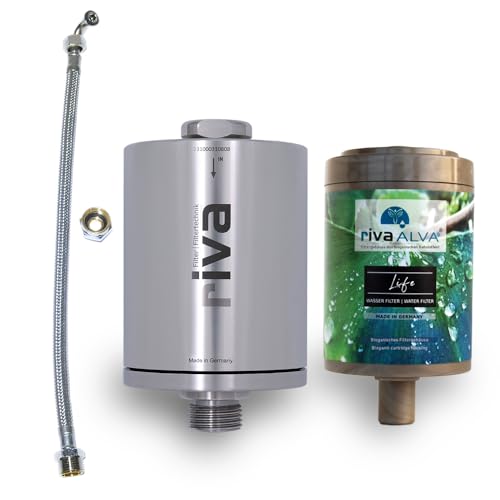 rivaALVA Life Edelstahl Wasserfilter Set Untertisch Trinkwasserfilter mit Blockaktivkohle Anschlussset und bioganischem Kartuschengehäuse
