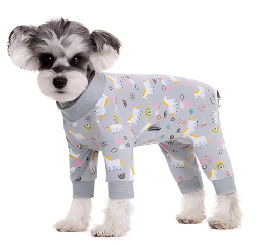 BT Bear Small Dog Clothes, Soft Cotton Puppy Pajamas PJS, Cute Dog Sleeping Clothes, Grey Horse M, Medium
