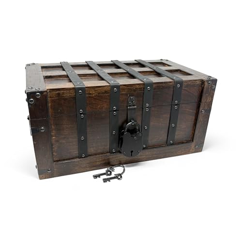 Nautical Cove Deluxe Handmade Rectangular Wooden Treasure Chest – Flat
