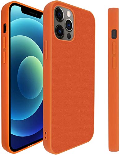Coque iPhone 12 Pro orange en cuir souple pour éviter les rayures au quotidien
