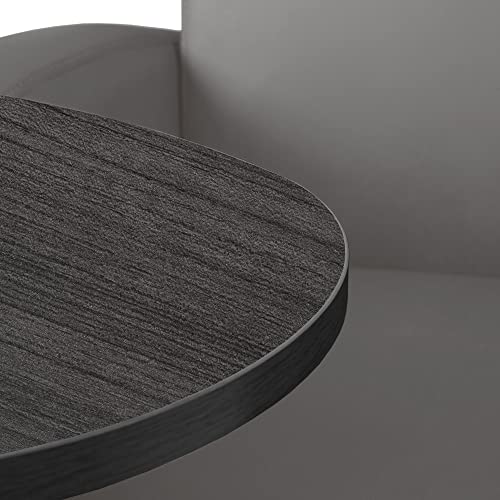 Image of Romig Superstellar Loveseat with 360-Degree Swiveling Tablet Arm, Under-Seat Storage, Ash Grey Finish, Grey Vinyl Upholstery, Ergonomic Seating for Offices, Lounges, or Classrooms